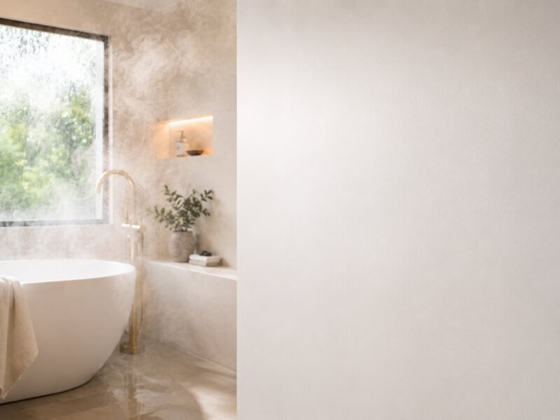 Wall staying clean and dry in humid conditions with Ambhuti Wall Putty damp resistance